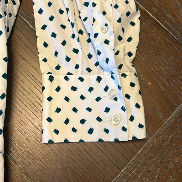 Lands End Button Up Tunic Blouse.  26W. Dark green brushstroke pattern. - Picture 3 of 9